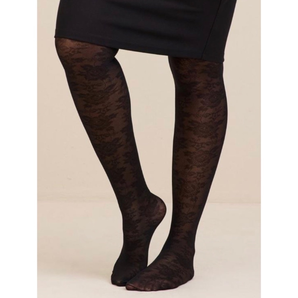 🆕 Black Floral Lace Tights 1 1X 2 2X 14 16 18 20 NWT Torrid New!